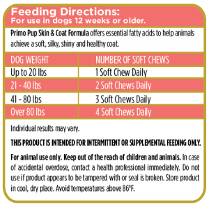 Skin and Coat Formula for Dogs Feeding Directions